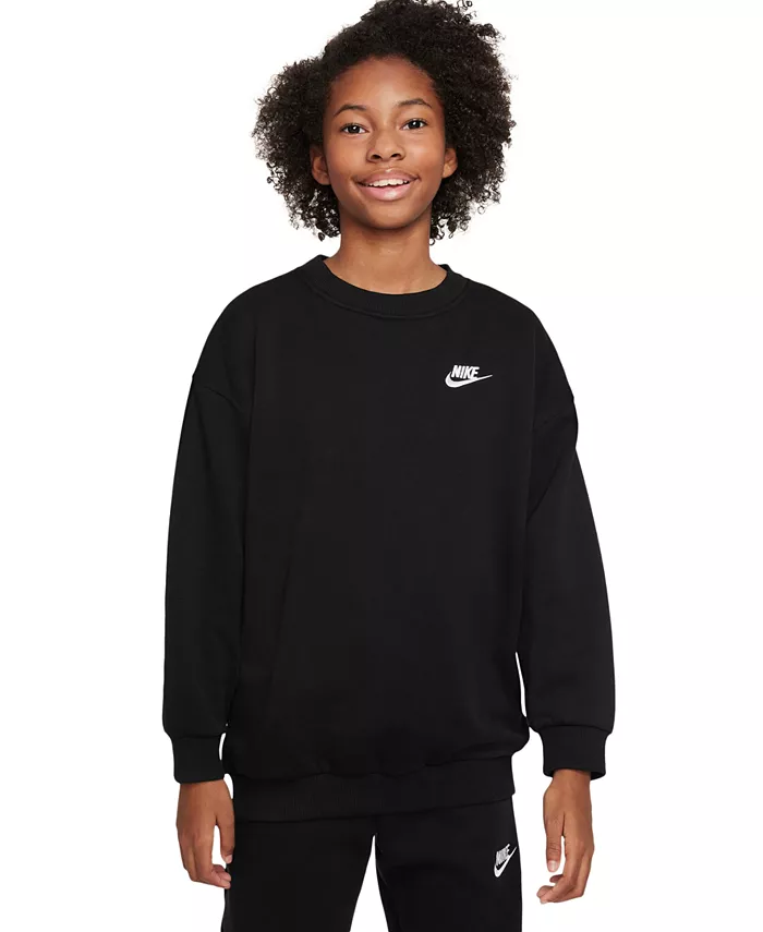 Спортивный худи оверсайз для девочек Big Girls Club Nike, черный — фото 2