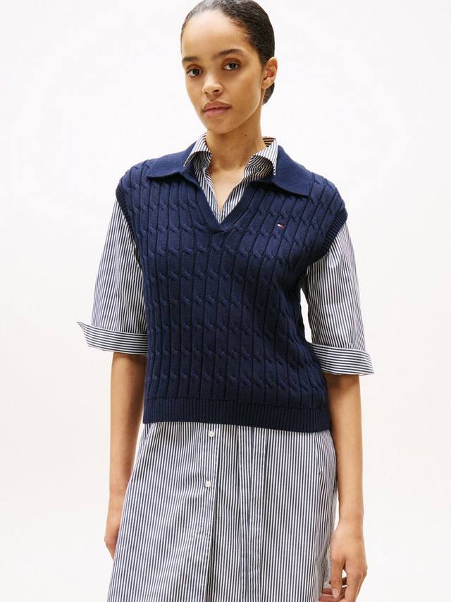 

Кабельный пуловер без рукавов Tommy Hilfiger, Navy