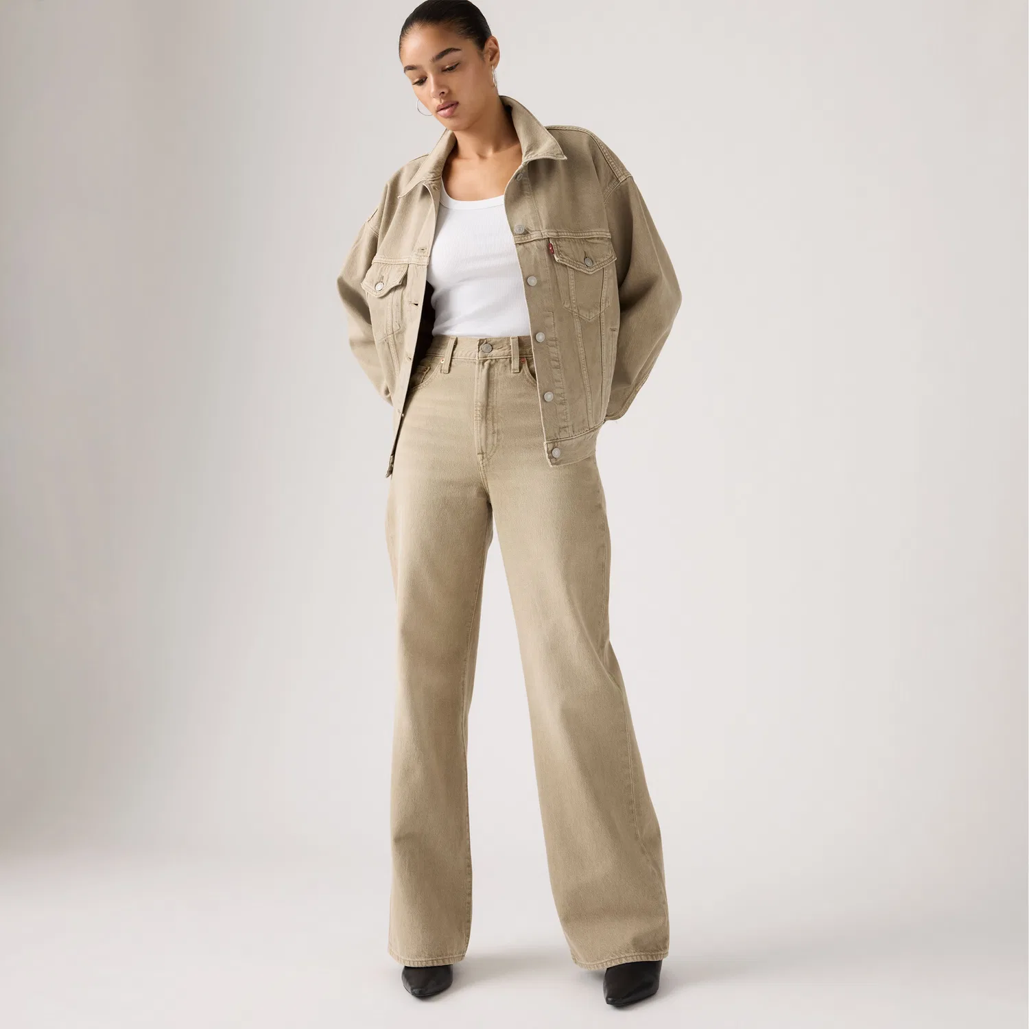 Женские джинсы с широкими штанинами и ребристой текстурой Levi's, Brown