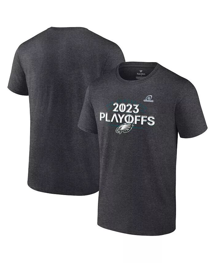 

Мужская футболка Heather Charcoal Philadelphia Eagles 2023 NFL Playoffs Fanatics, черный
