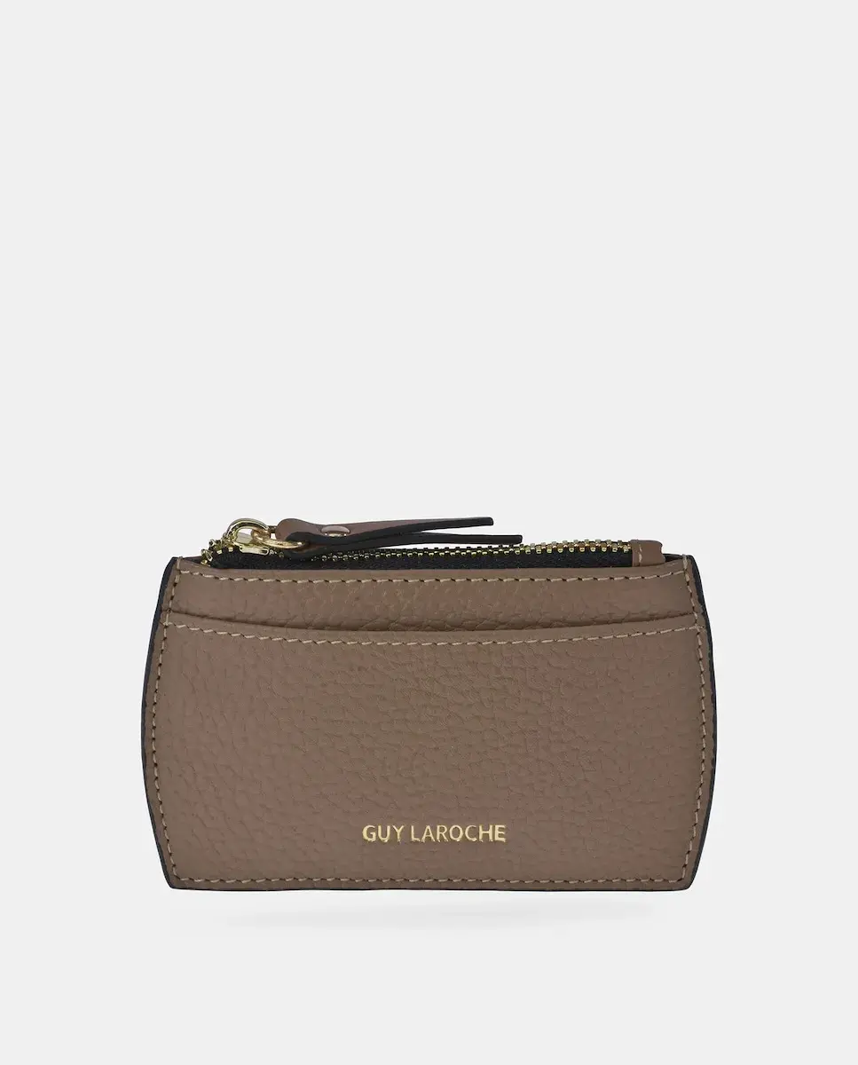 

Женский кошелек с молнией из кожи флотер Guy Laroche, серо-коричневый