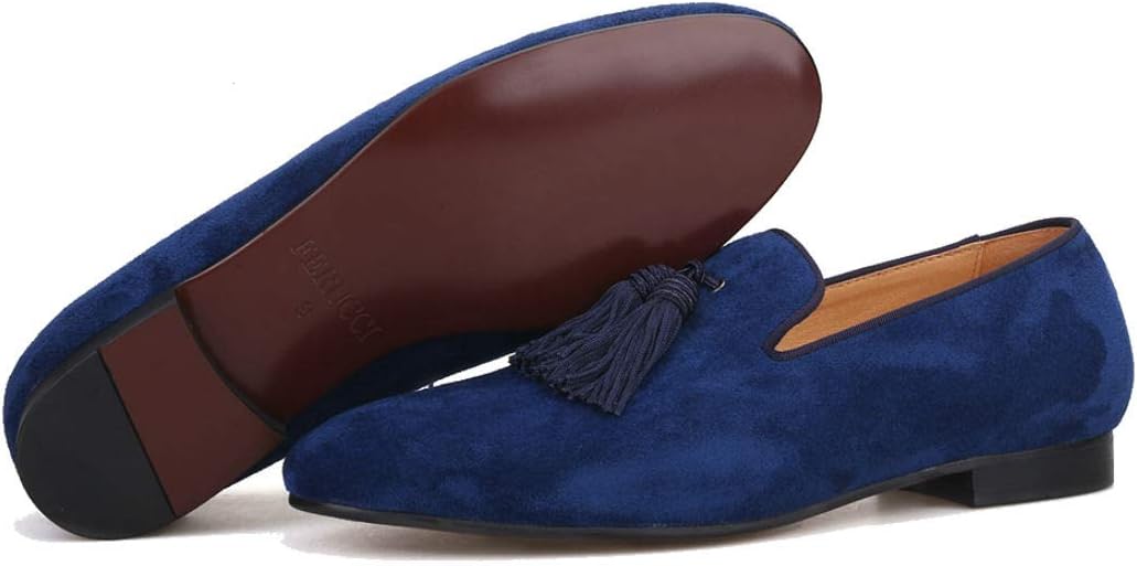 

Мужские синие замшевые лоферы FERUCCI с большой синией кисточкой
