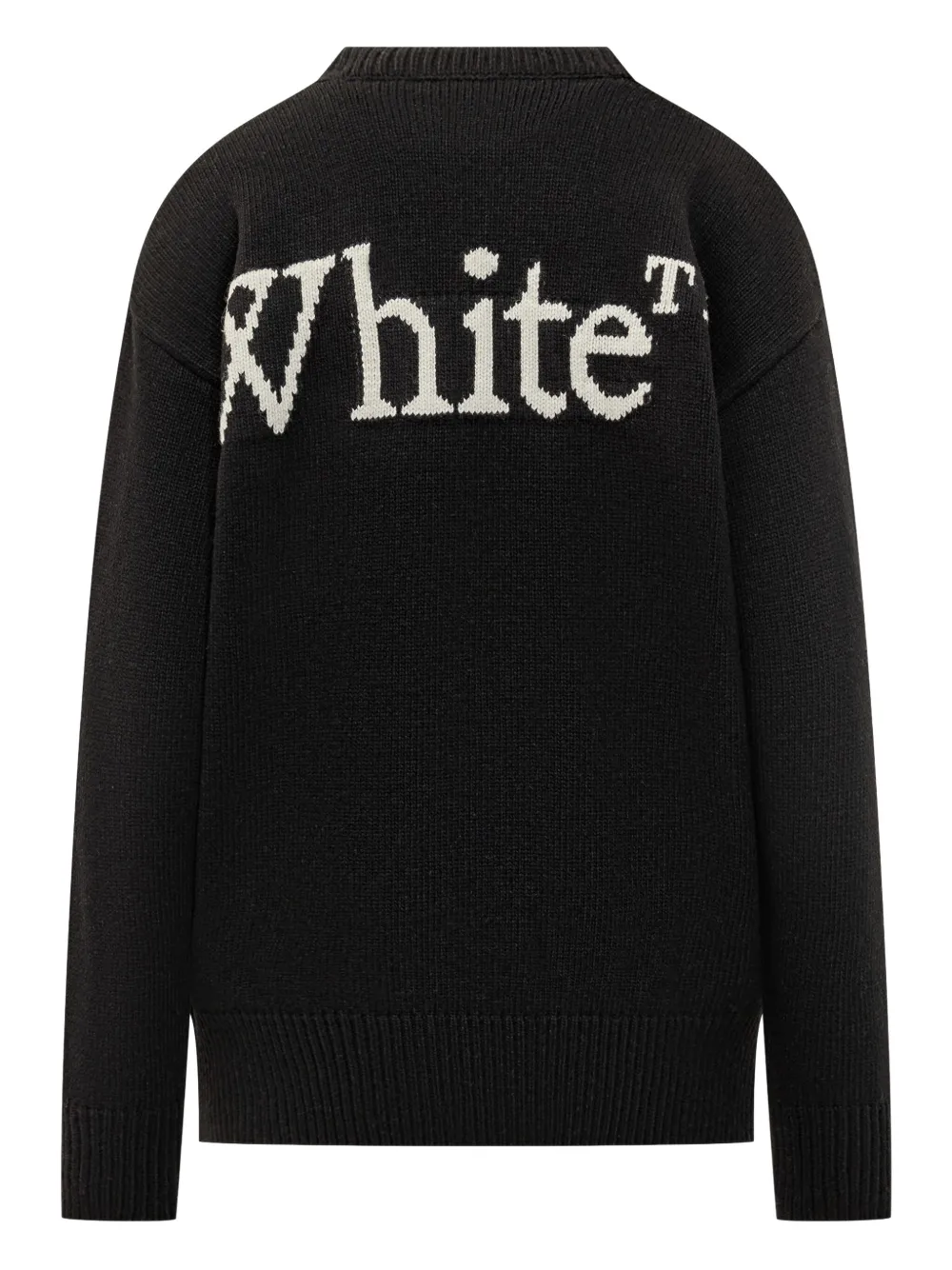 Свитер с круглым вырезом цвета слоновой кости OFF-WHITE, черный — фото 2