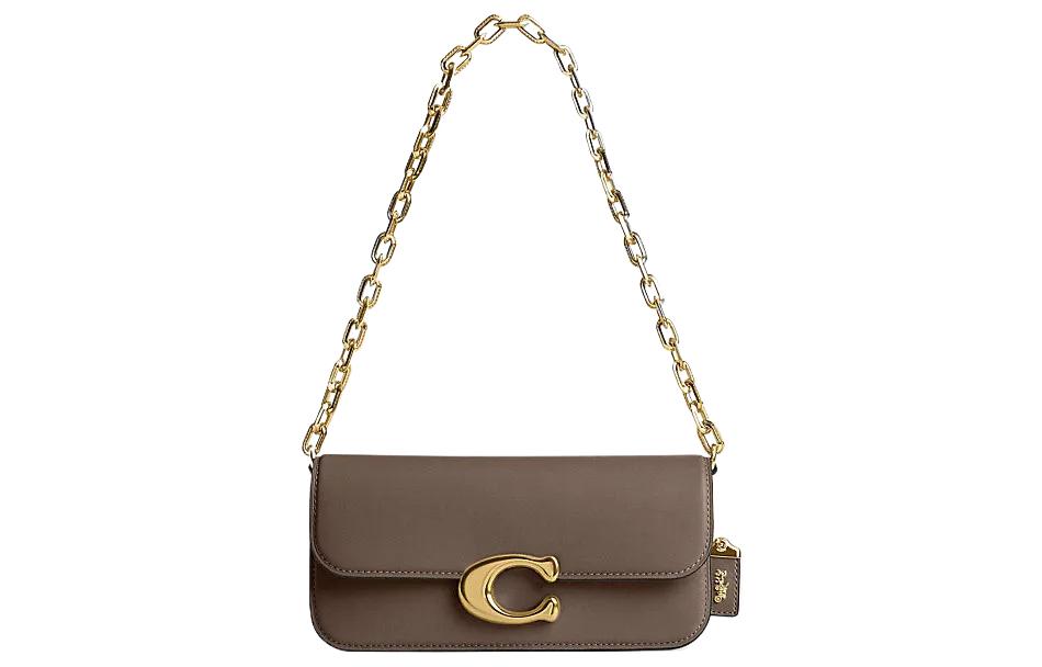 

Сумка-багет IDOL из коровьей кожи COACH женская темная лаймово-серая