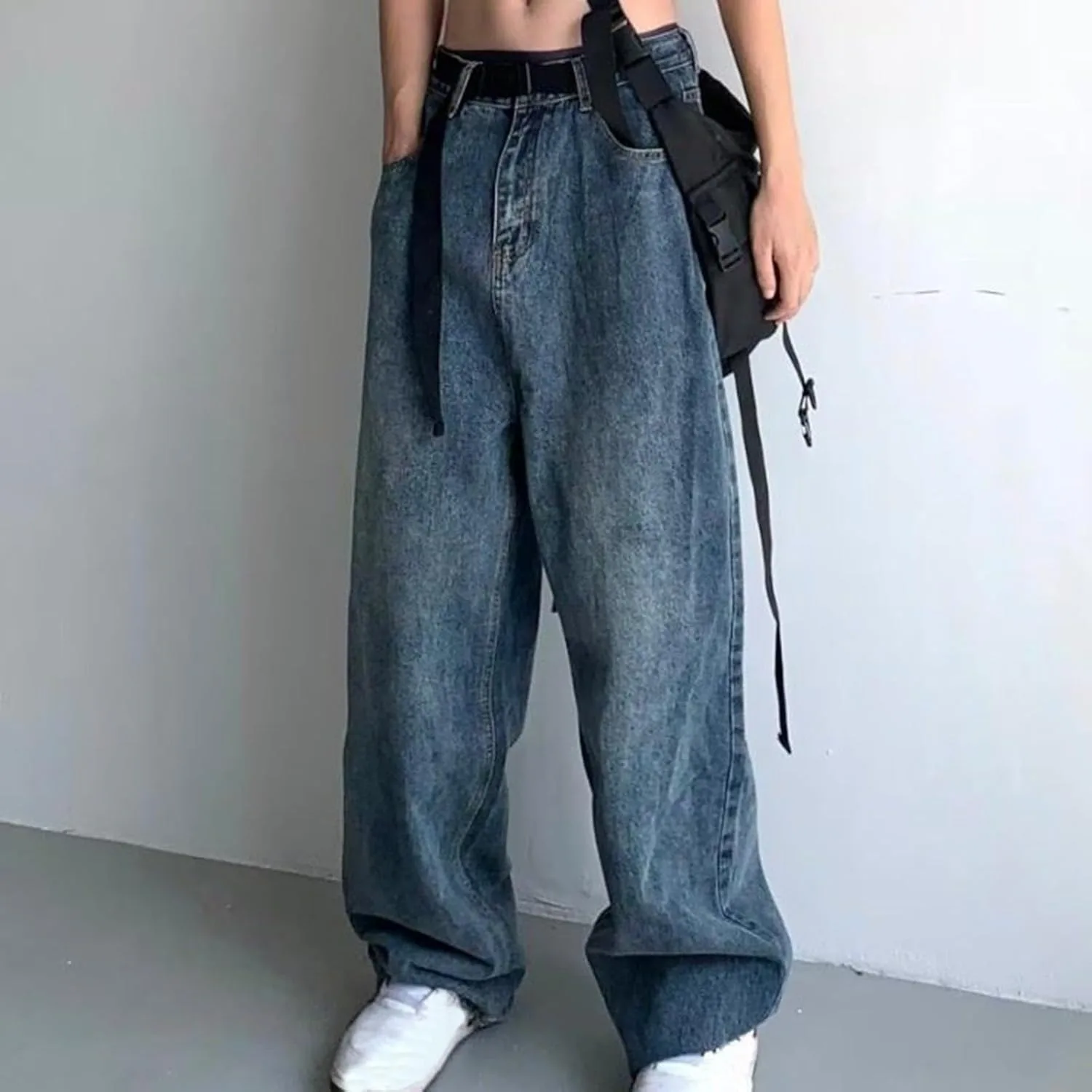 Брюки джинсовые женские Baggy Jeans High Waisted Wide Leg — фото 3