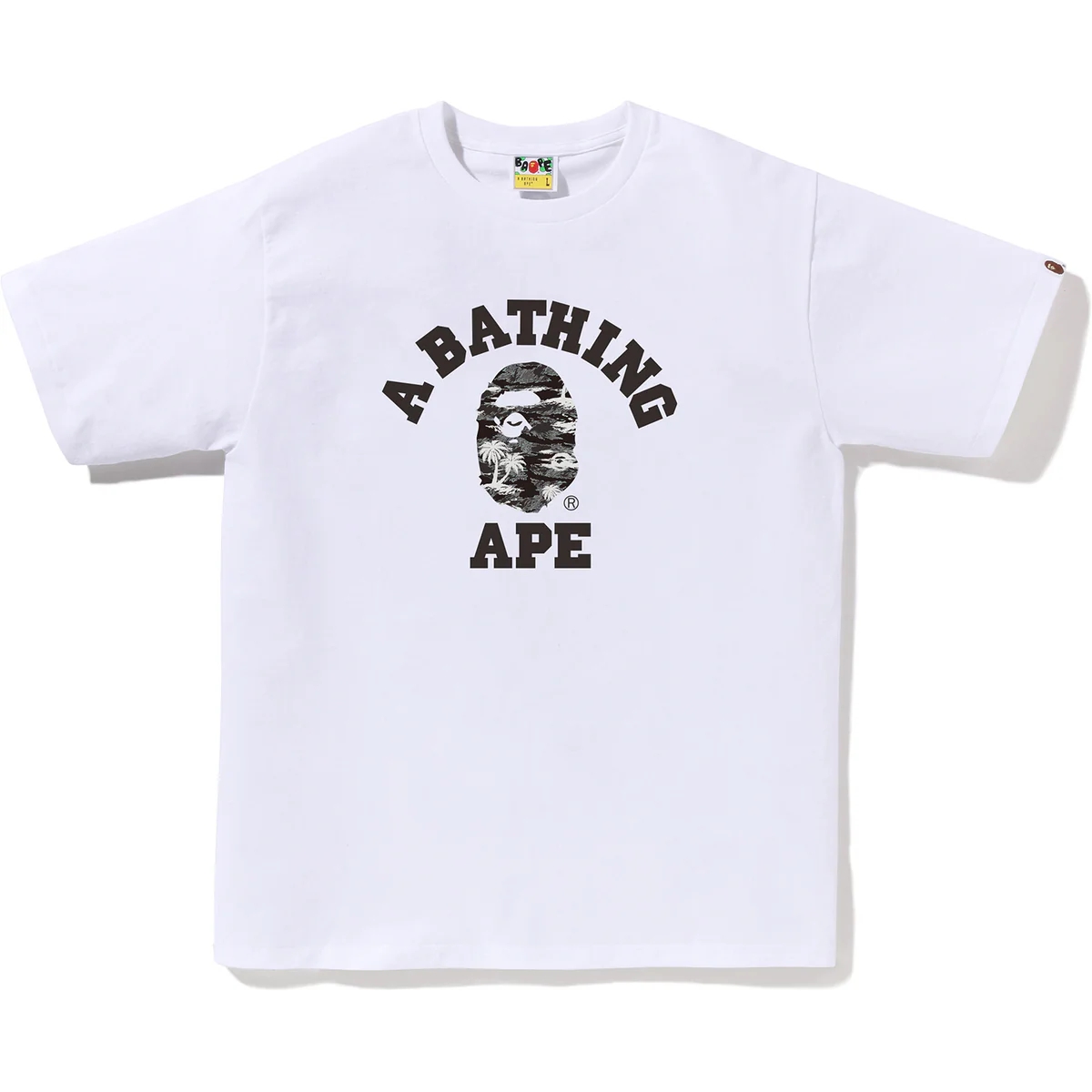 Футболка Bape с камуфляжем пальмовых листьев College Tee A BATHING APE, черный — фото 4