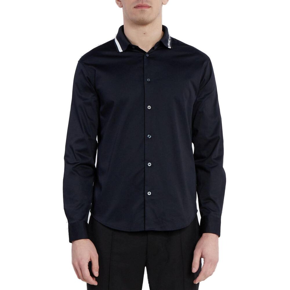 

Синяя хлопковая рубашка Armani Exchange