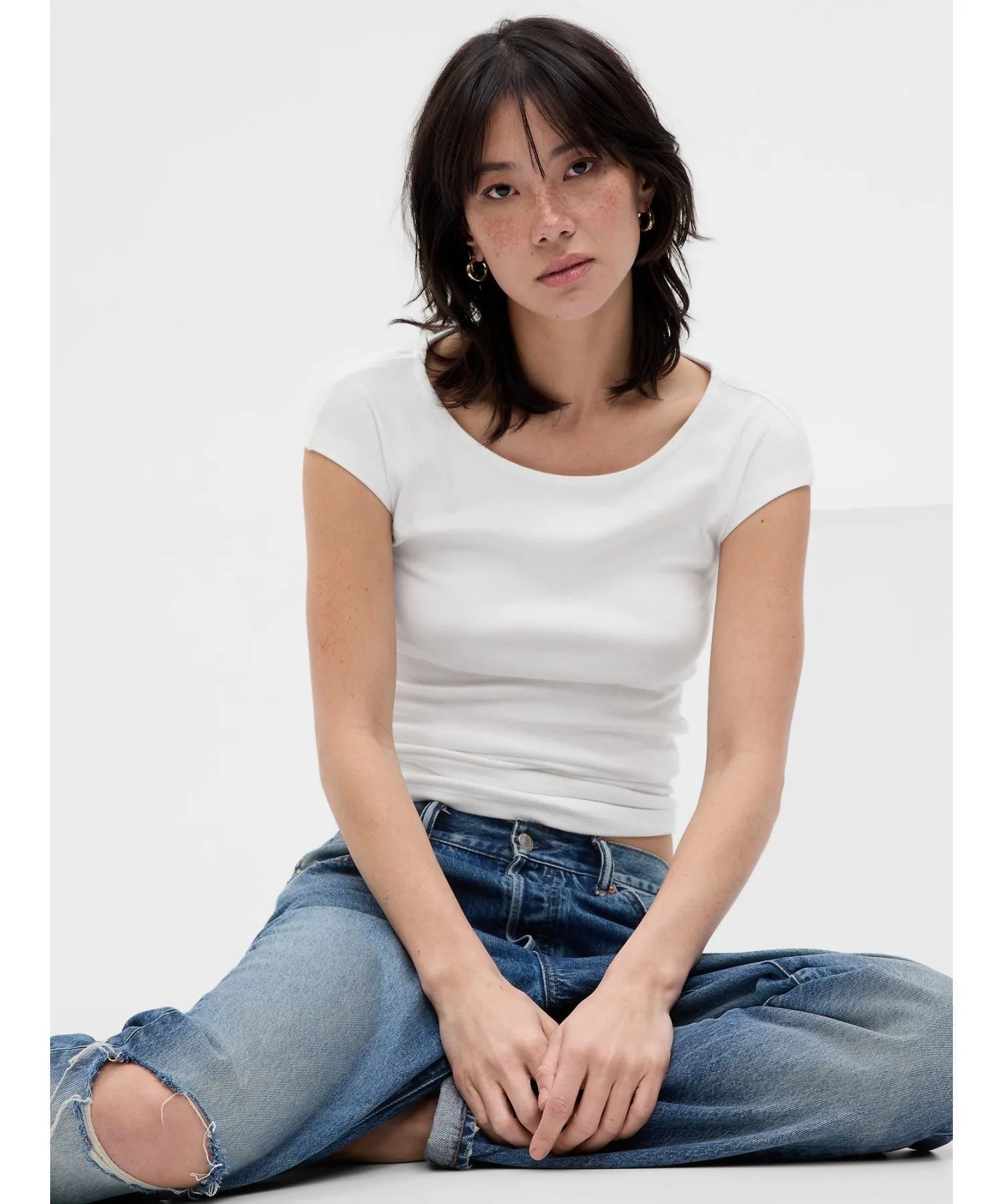 (W) Современная футболка с коротким рукавом GAP, FRESH_WHITE