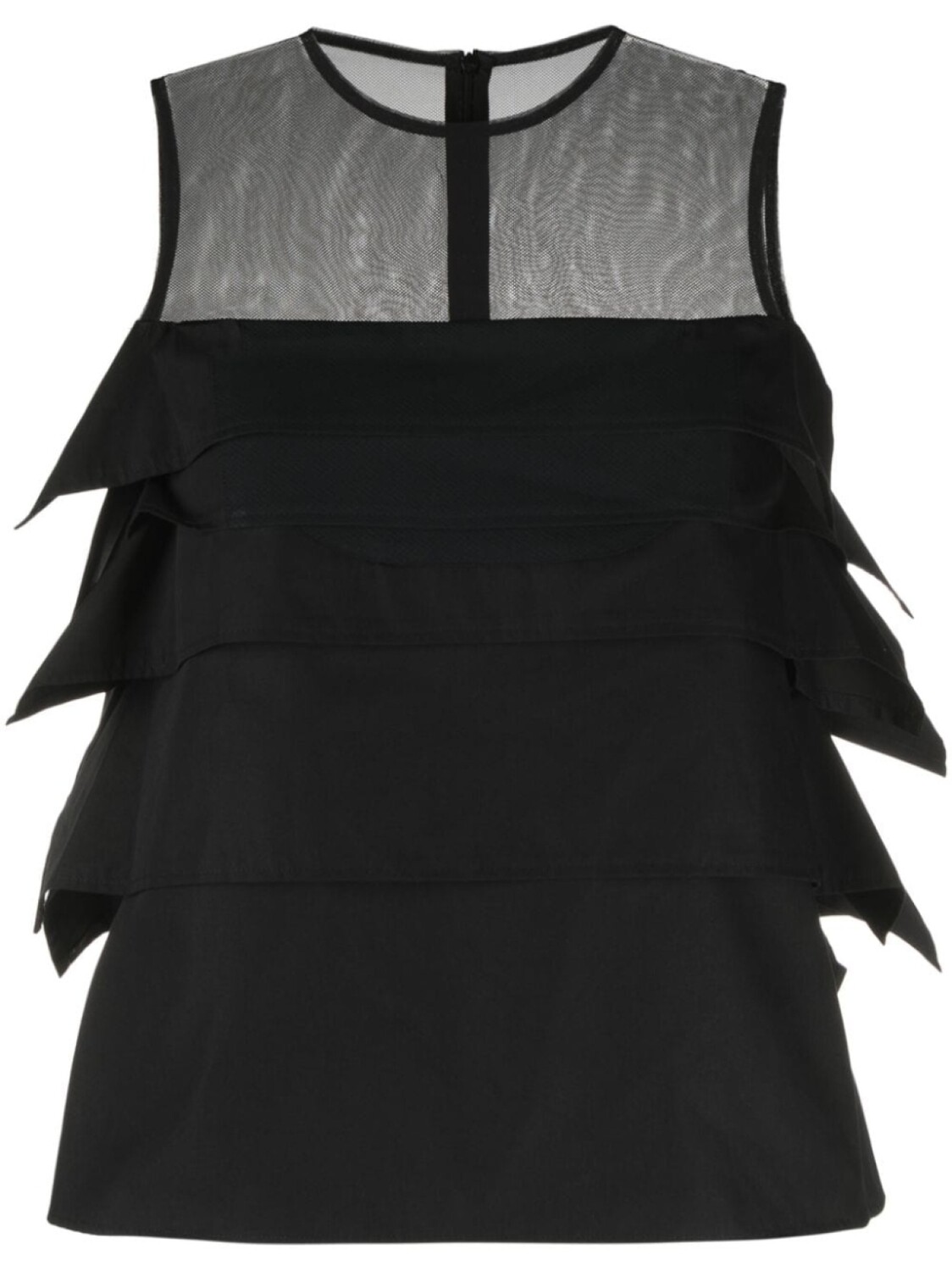 

sacai ruffled sheer-yoke sleeveless top, черный