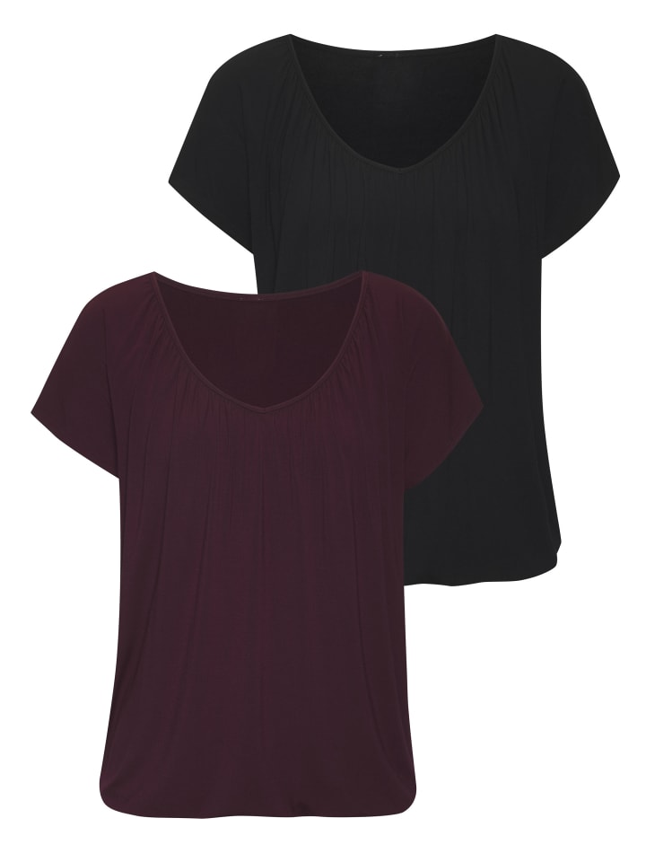 

Футболка LASCANA, цвет aubergine, schwarz