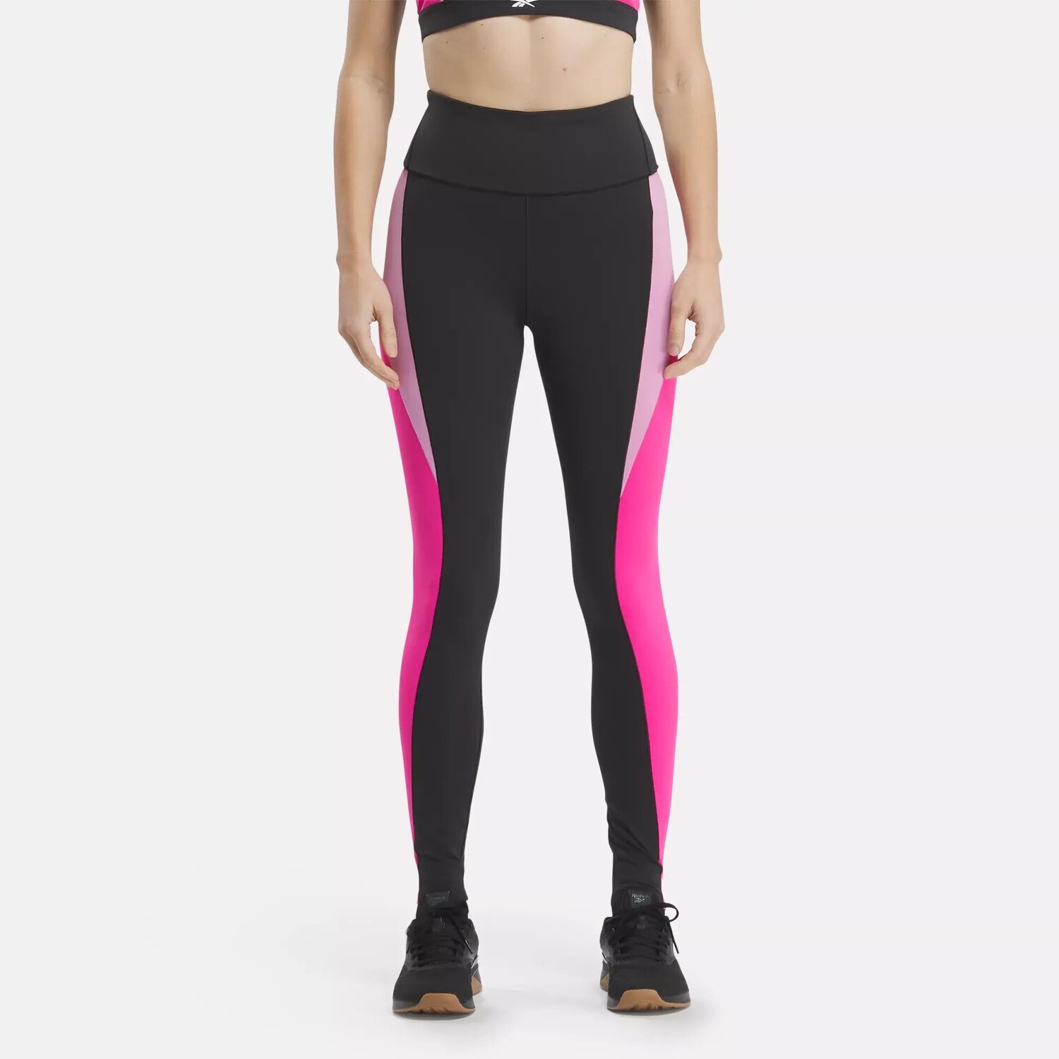 

Леггинсы Lux с высокой посадкой и цветными блоками Reebok, черный/розовый
