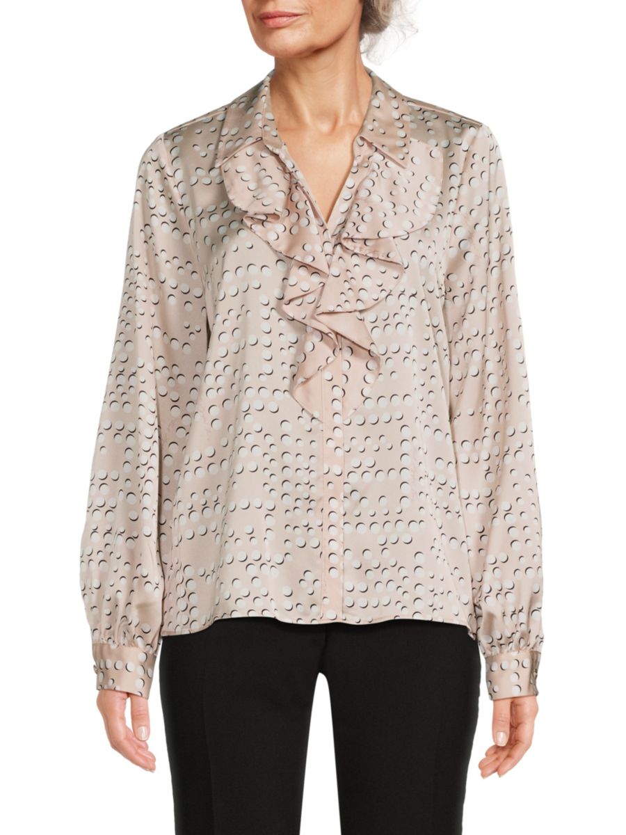 

Атласная рубашка с геометрическим принтом Karl Lagerfeld Paris, цвет Tan Multi