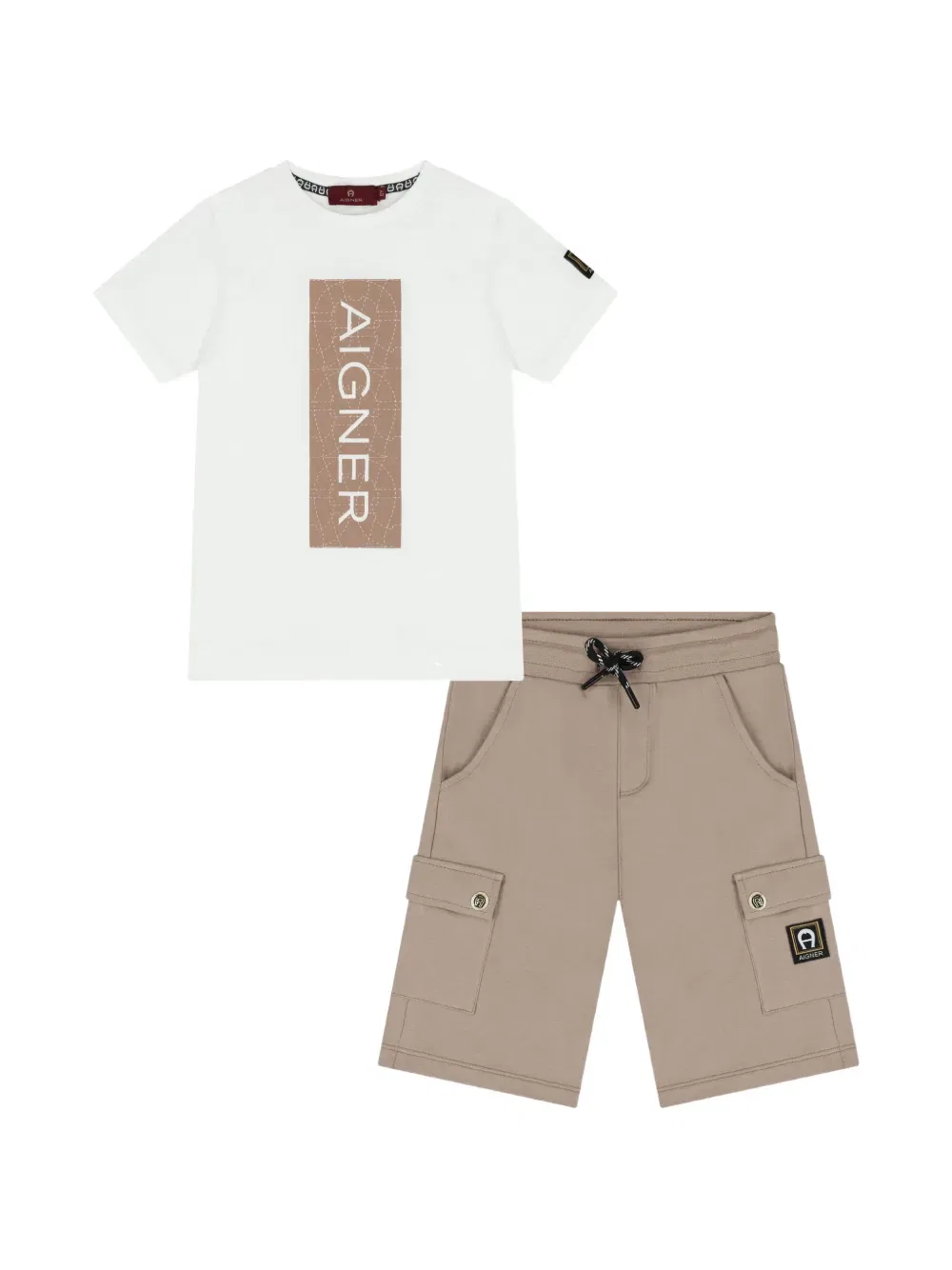 Комплект из топа и шортов с логотипом Aigner Kids, белый