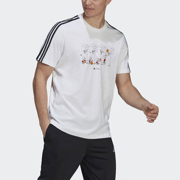 Футболка x disney crossover m 3s dsny bb t mickey cartoon печать полосатый спортивный короткий рукав Adidas, белый — фото 4