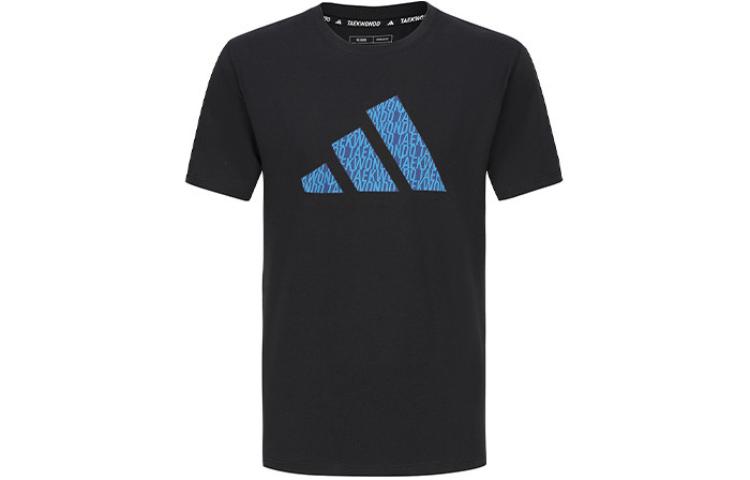 

Футболка унисекс черная/синяя Adidas, черный/синий