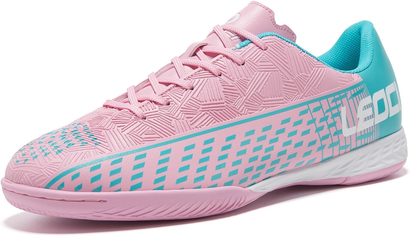 

Мужские и женские футзальные кроссовки для зала, спортивная обувь с резиновой подошвой для тренировок Leoci, Pink-aquamarine Flat Sole
