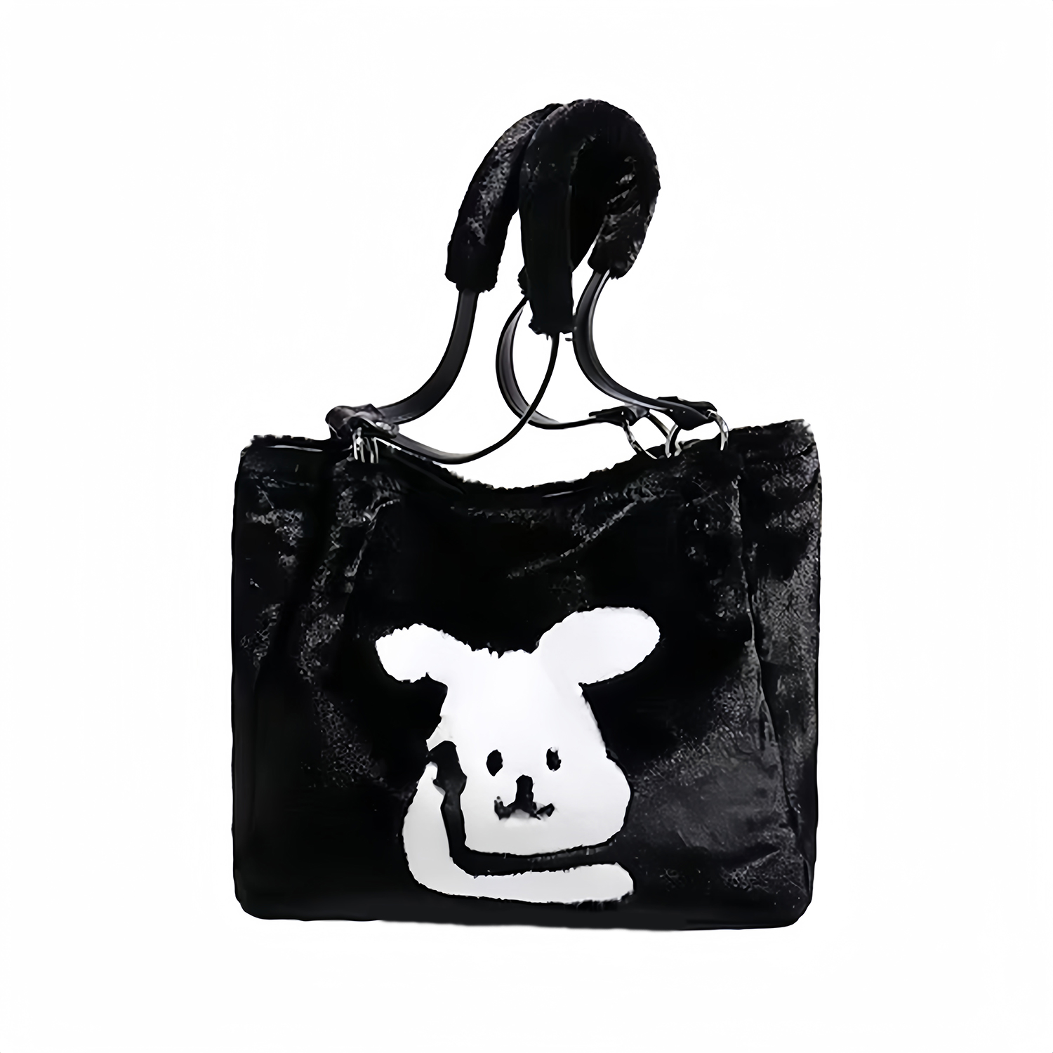 

Плюшевая сумка-шоппер через плечо женская черная/белая/хаки UNITE STAR, Хакки Двойное плечо