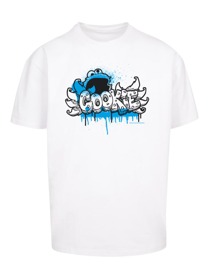 

Футболка F4NT4STIC Heavy Oversize T-Shirt Sesamstraße Cookie Fingers Graffiti, белый