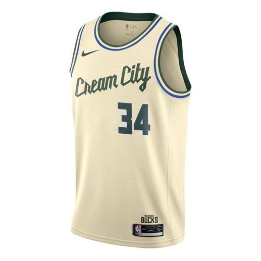 

Майка Nike Nba SW Fan Edition Milwaukee Bucks Alphabet 34 City Jersey Beige Creamy, цвет creamy