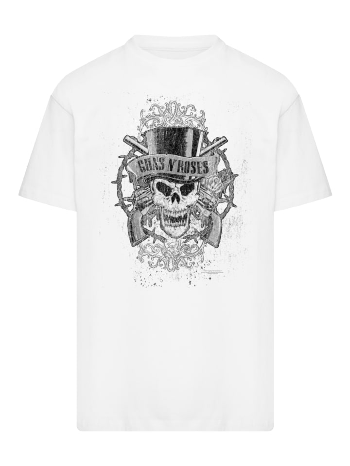 

Футболка большого размера Guns 'N' Roses Skull and Pistols белого цвета F4NT4STIC, Белый, Футболка большого размера Guns 'N' Roses Skull and Pistols белого цвета F4NT4STIC