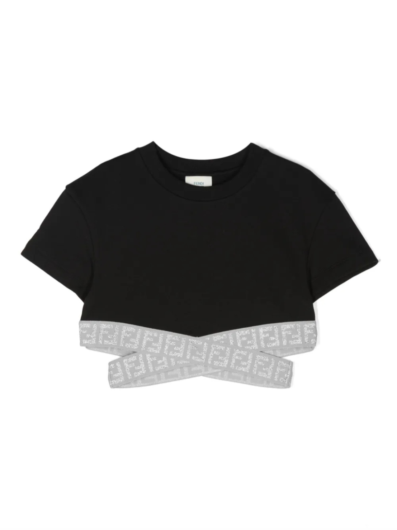 

Укороченная футболка с логотипом Fendi Kids, черный