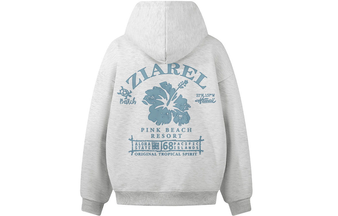 

Толстовка Unisex Hooded Moderate Heavyweight ZIAREL, белый heather серый