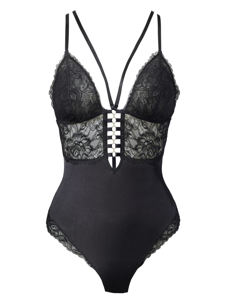 

JETTE Черный боди на завязках