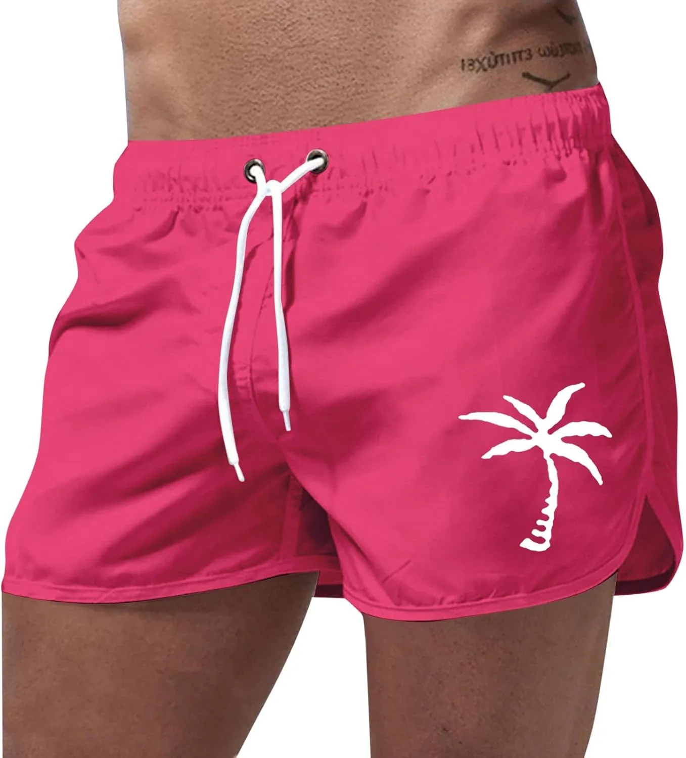 Generic Мужские плавки 5 Inch Inseam с принтом "кокосовая пальма", быстросохнущие шорты для серфинга с эластичным поясом и карманами