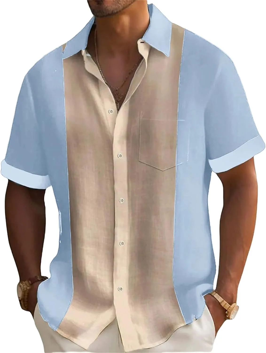 

Мужская гавайская рубашка с коротким рукавом в стиле боулинг CHXLQQX