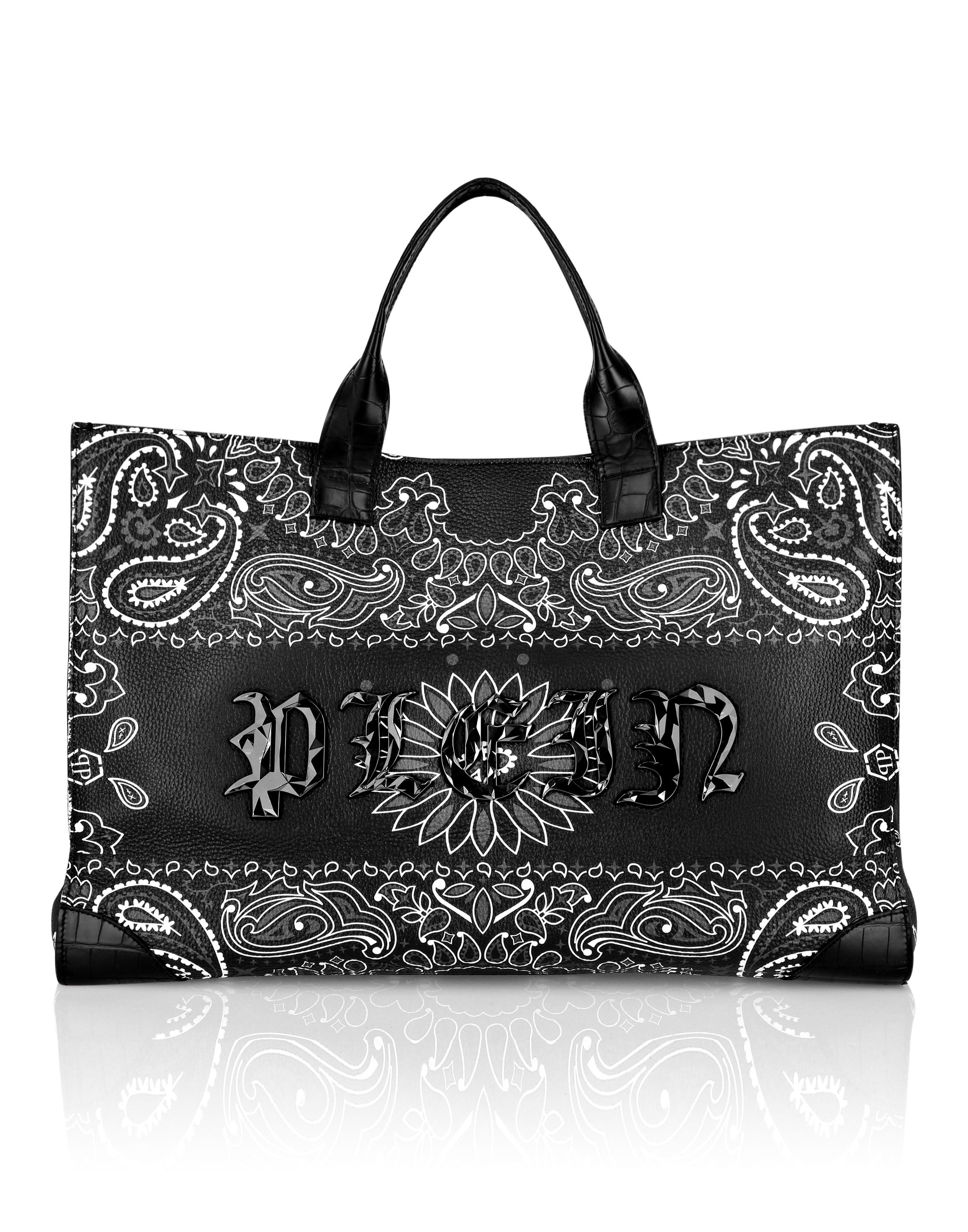 

Кожаная сумка с ручкой Paisley Gothic Plein Philipp Plein, черный