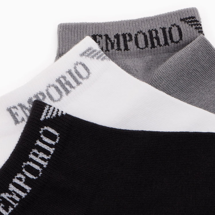 Мужские короткие носки, комплект из 3 пар Emporio Armani, 3 pack (белый+серый+черный) — фото 2