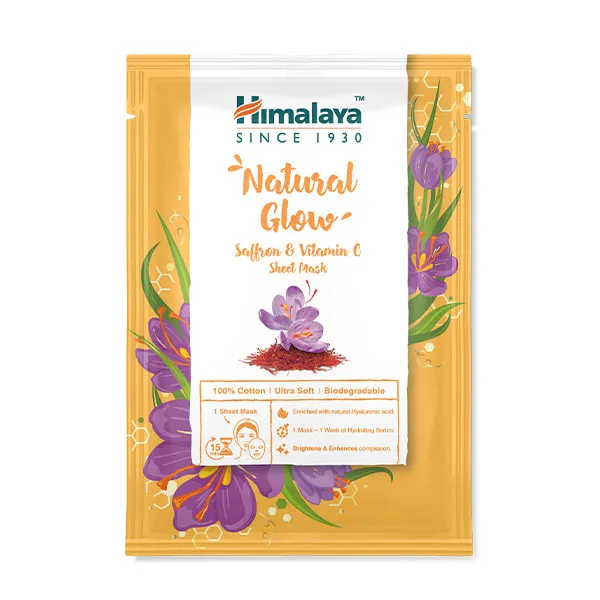 

Осветляющая маска для лица Natural Glow Saffron & Vitamin C Sheet Mask Himalaya, 1 UD