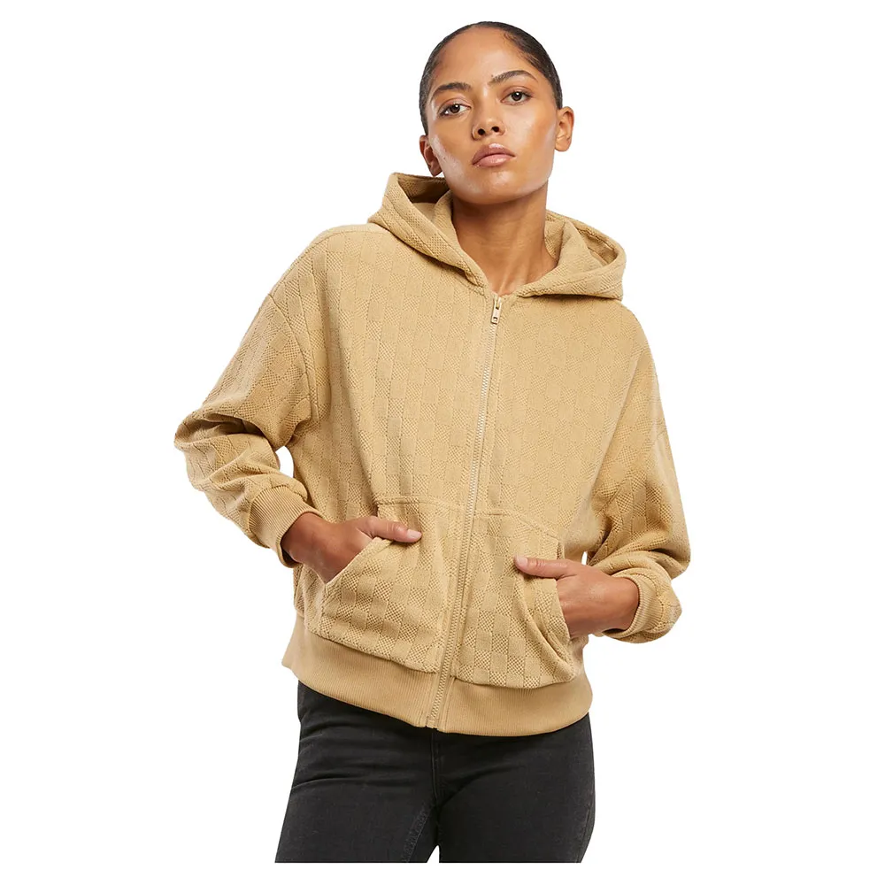 

Толстовка Urban Classics Jacquard Velvet Oversized full zip, бежевый