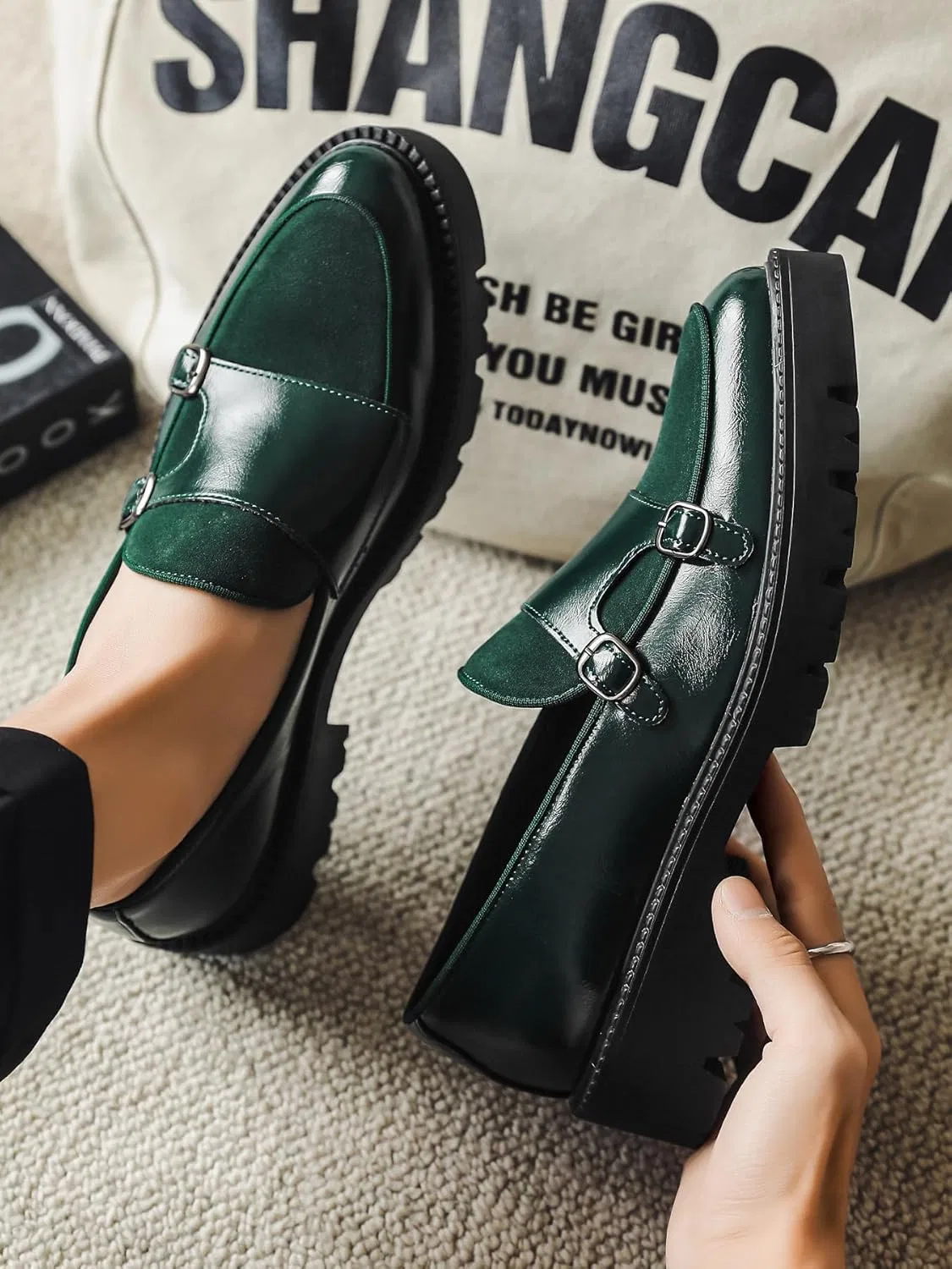 Лоферы Platform Monk Strap, Green SJIUTLYUE — фото 2