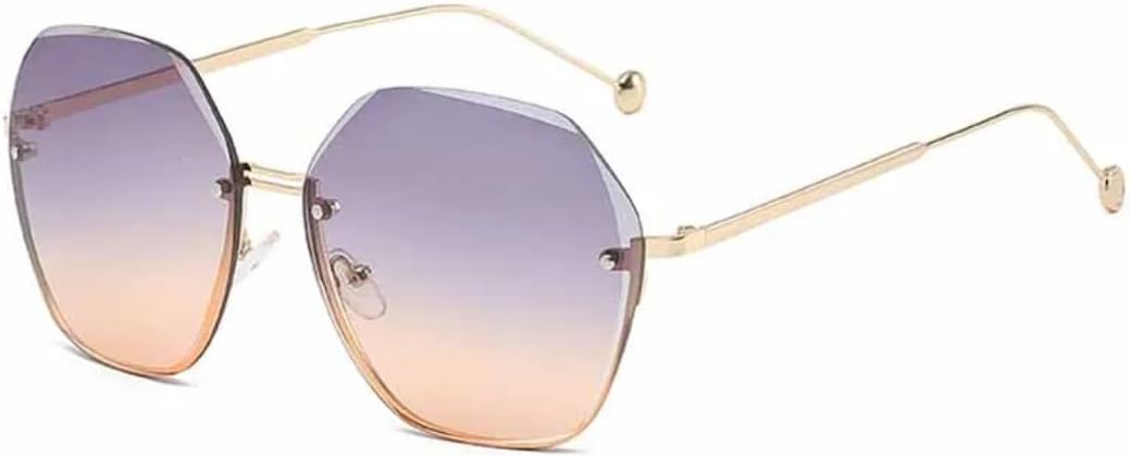 

Модные безрамочные многоугольные солнцезащитные очки в стиле ретро, ​​классика, роскошь, для вождения и путешествий, защита от УФ-излучения UV400 TKKTLLT, Gold Gray Yellow