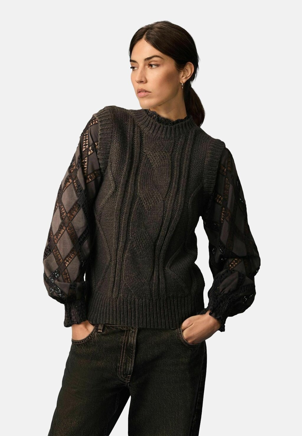 

Джемпер COLLAR LAYER CABLE REGULAR FIT Next, светло-зеленый