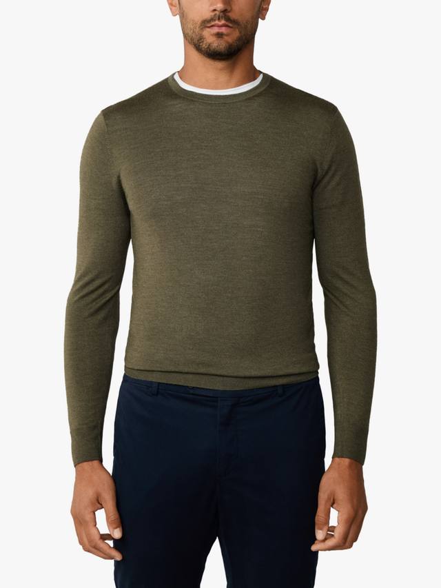 

Свитер с круглым вырезом из мериносовой шерсти и шелка Hackett London, Cargo Green