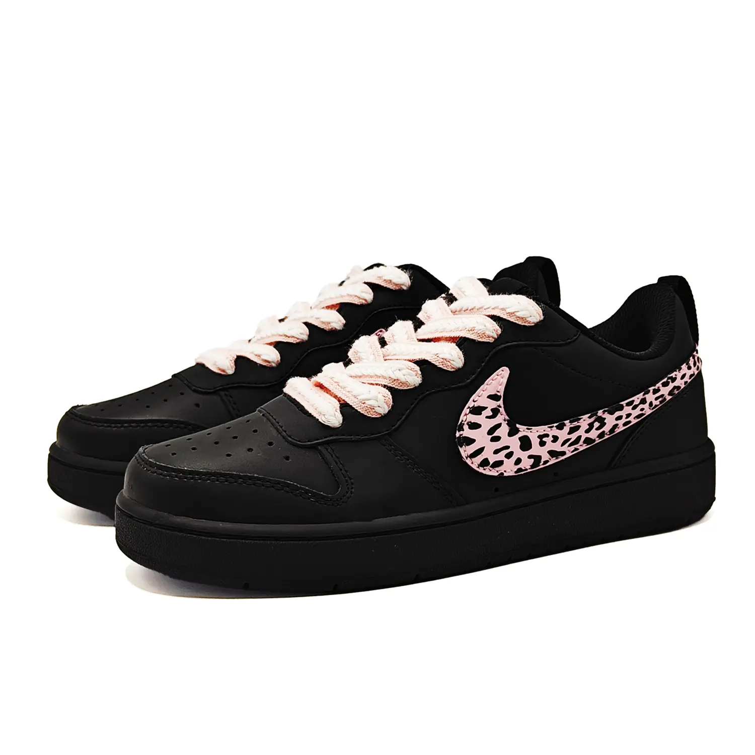 Nike Court Borough2 Пыльно-розовый леопардовый принт, искусственная кожа, нескользящая поверхность, легкая амортизация, низкие кеды — фото 4