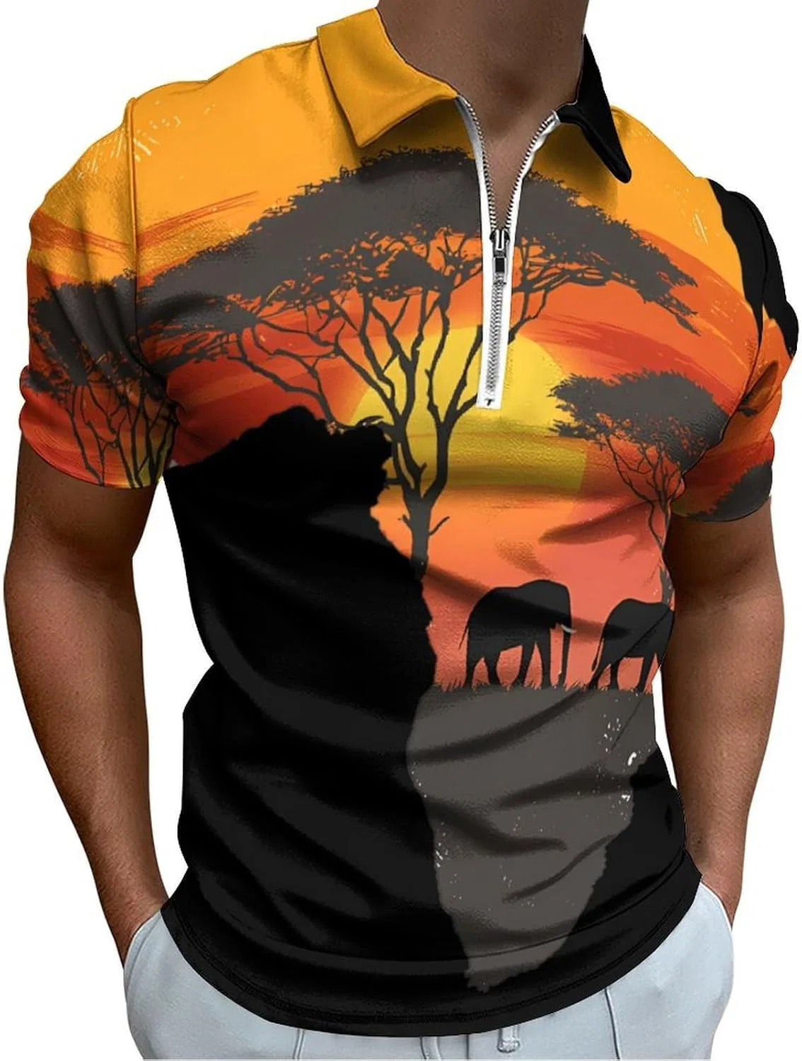 Футболка поло с принтом African Safari Map, мужская, короткий рукав