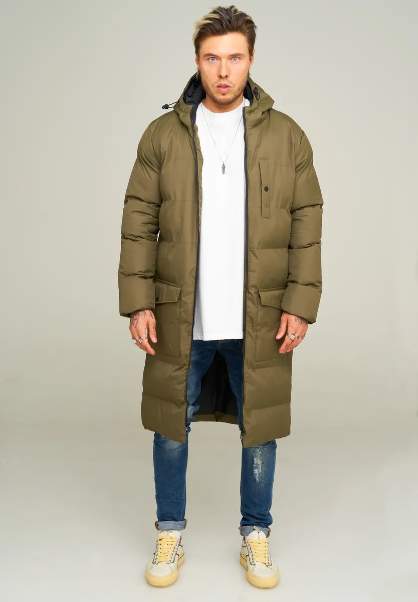 

Behype парка "LONGLINE PUFFER PARKA", с капюшоном, хаки