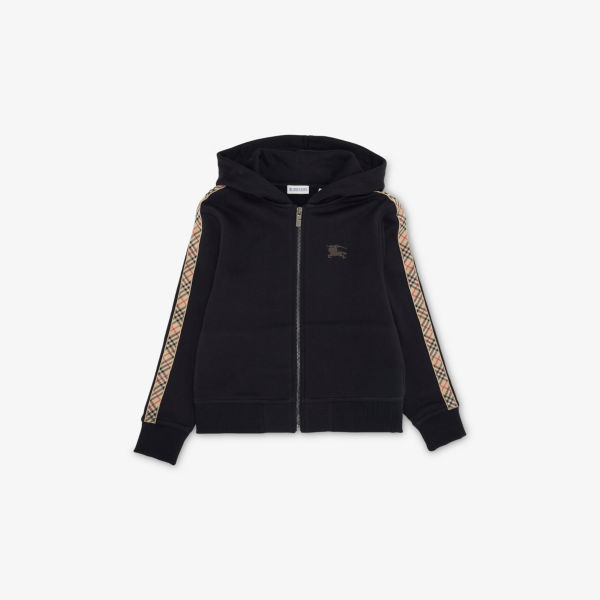 

Хлопковый худи с клетчатыми вставками Clyde 4-14 лет Burberry, черный