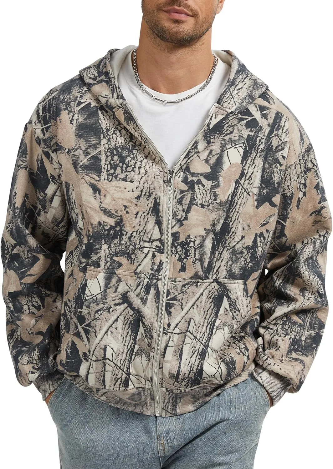 

Мужская худи с камуфляжным принтом Maple Leafs, флисовая, с карманами Eutten