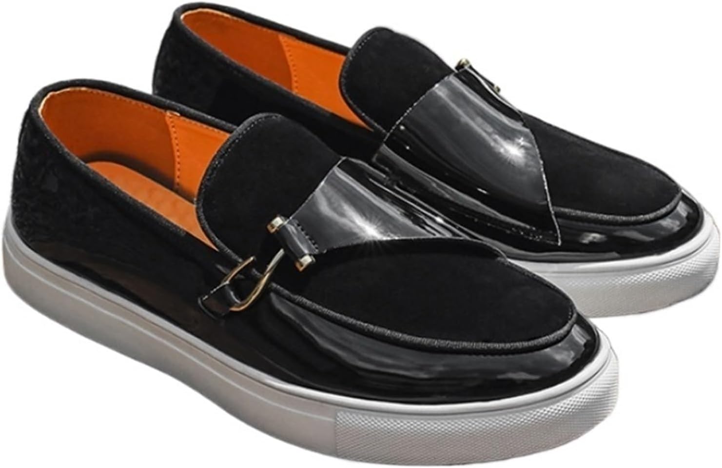 

Мужские замшевые лоферы на кожаной основе, без застежки, повседневная обувь, плоские модные туфли-кроссовки, удобные с круглым носком, дышащие формальные туфли для свадьбы и деловых встреч Generic, черный