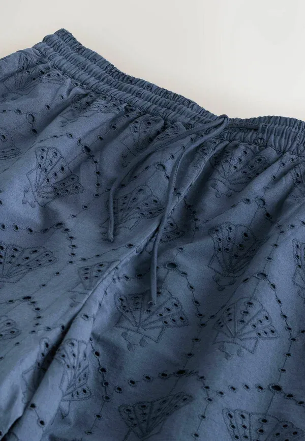 Брюки Next Tall fit shell broderie crop wide leg, темно-синий — фото 2