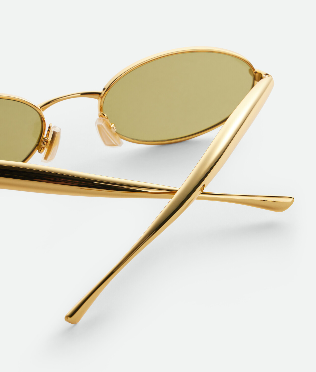 Sardine oval sunglasses BOTTEGA VENETA, зеленый/золотой — фото 3