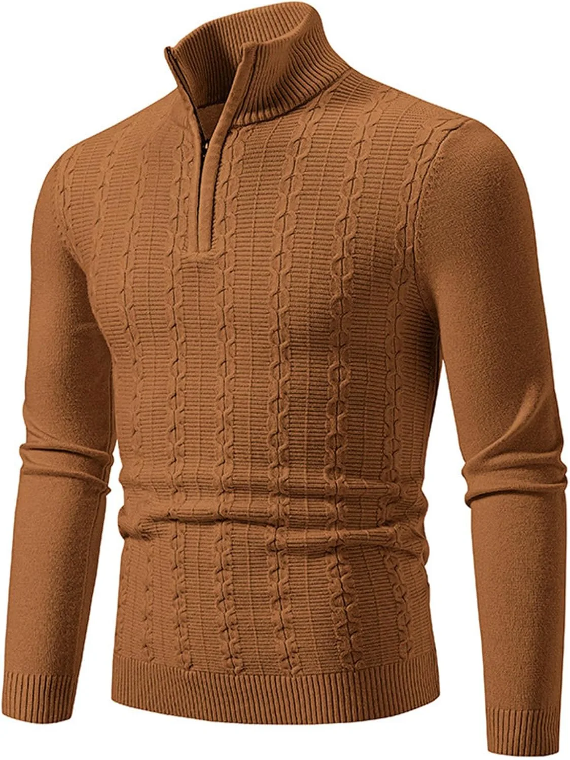 

Мужской полузастегивающийся свитер с воротником-стойкой, Slim Fitted, Stretch Cambkatl