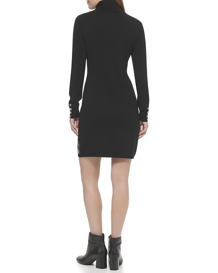 

Платье Tommy Hilfiger Turtleneck Plaid Front Sweaterdress, черный мульти