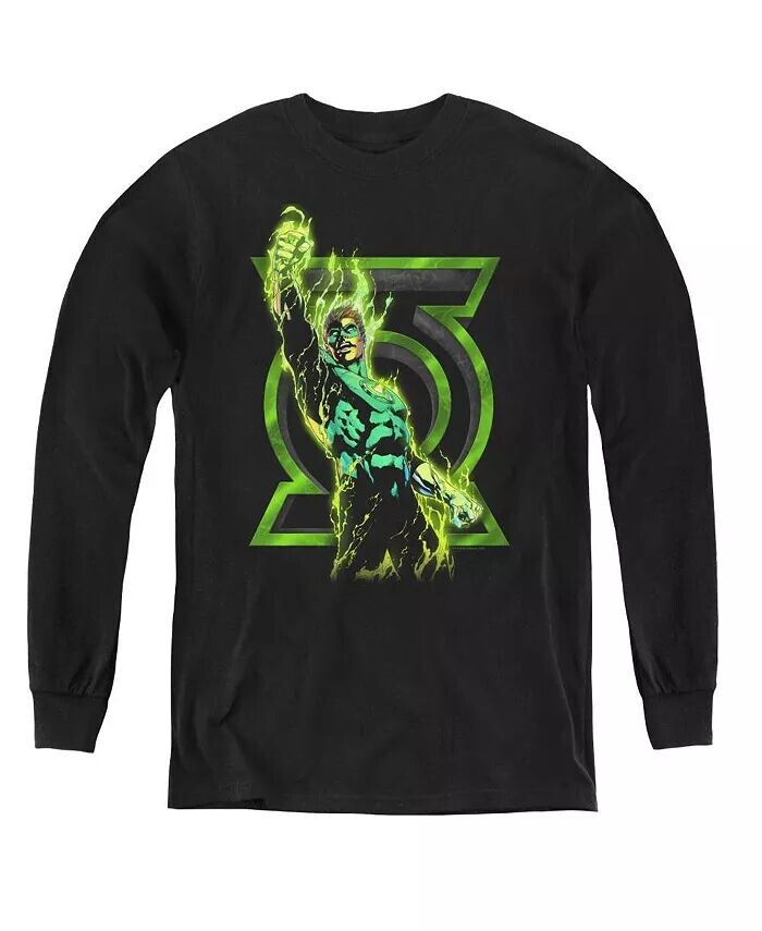

Свитшот с длинным рукавом для мальчиков и молодежи Fully Charged Green Lantern, черный