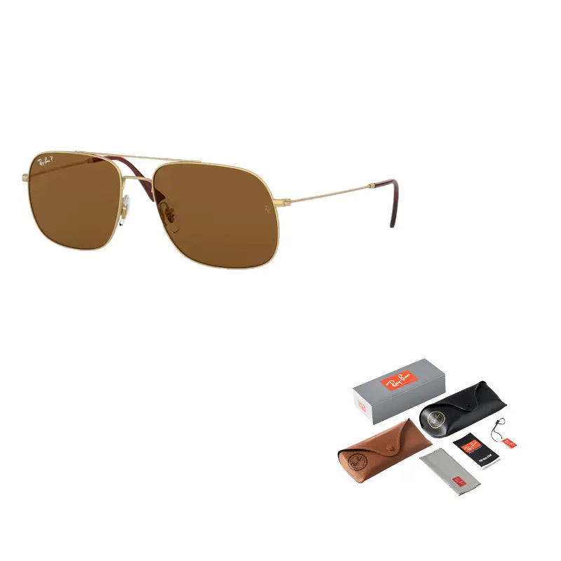 

RayBan Металлические авиаторы с резиновыми вставками унисекс золотые, Gold