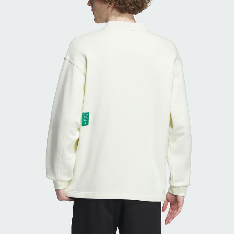 Тяжёлая футболка поло из французского футера Unisex Ecru Adidas — фото 4